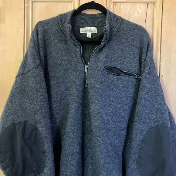 Cabela's Mens Windshear Wool Elbow Patches 1/4 Zip Sweater Size 2XL Gray FA EXC - Picture 1 of 12